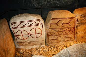 One of the many memorial stones dating from 1,600 BC which were discovered at Kivik in Sweden in 1749.
