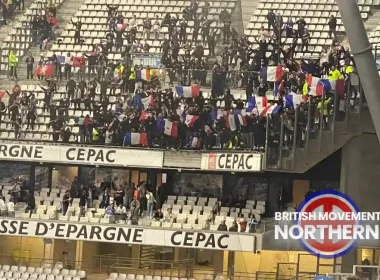Lyon fans at the Stade Velodrome Stadium, Marseilles